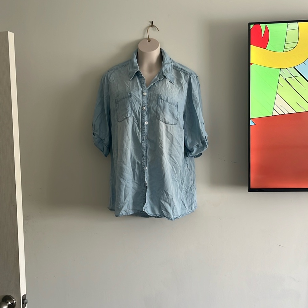 db established 1962, button up blue shirt, Size: 1X